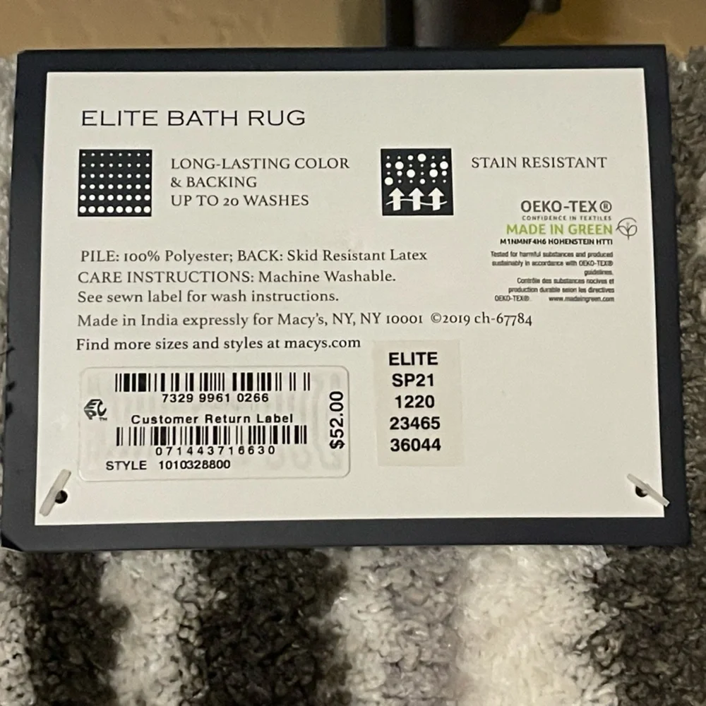 NWT - Charter Club Elite Striped Bath Rug